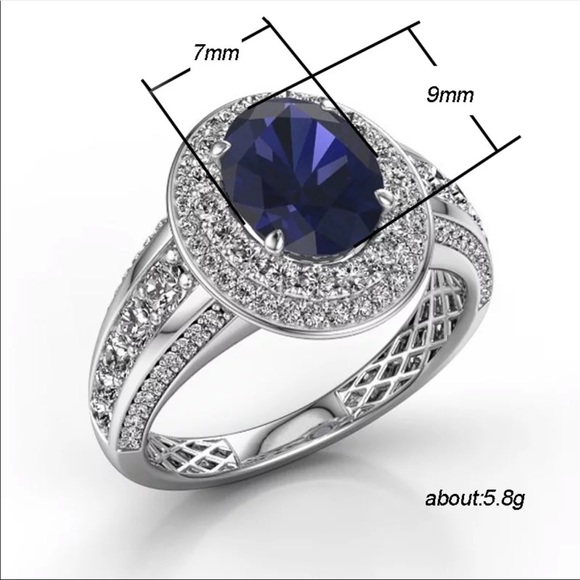 *NEW*Delicate 925 Silver Oval Cut Sapphire Ring - Picture 6 of 6